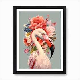 Bird With A Flower Crown Greater Flamingo 2 Art Print