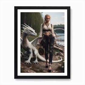 Girl With A Dragon 9 Art Print