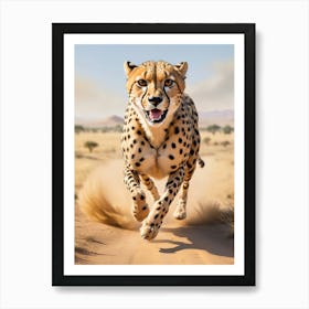 Cheetah Running Wildlife Animal Art Print