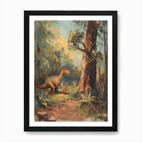 Dinosaur & Baby Dinosaur Storybook Painting 1 Art Print