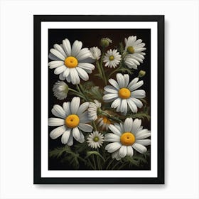 Marguerite Daisies Vintage Floral Art Print