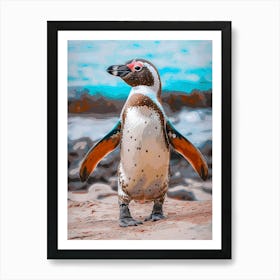 Galapagos Penguin Isabela Island Colour Block Painting 3 Art Print