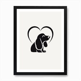 Minimal Basset Hound Heart Art Print