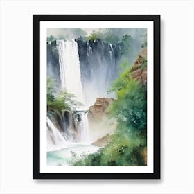 Nohsngithiang Falls Of The North, India Water Colour  (3) Art Print