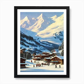 Cervinia, Italy Ski Resort Vintage Landscape 1 Skiing Poster Art Print