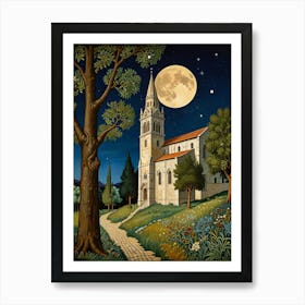 William Morris Church At Night Affiche