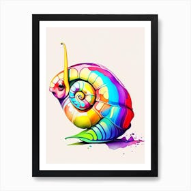 Full Body Snail Watercolur  Pop Art Art Print