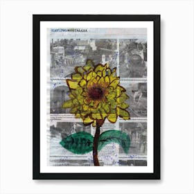 Sunflowers on News painted by Little Artist O.D.R Art Print