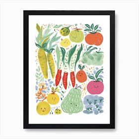 Cute Kawaii Group Of Vegetables 7 Art Print