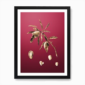 Gold Botanical Almond on Viva Magenta n.3002 Art Print