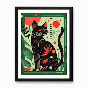 Black Cat In The Garden 10 Art Print