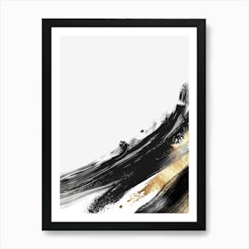 Abstract Black And Gold Brush Strokes 2 Art Print