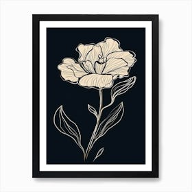 Gladioli Line Art Flowers Illustration Neutral 10 Art Print