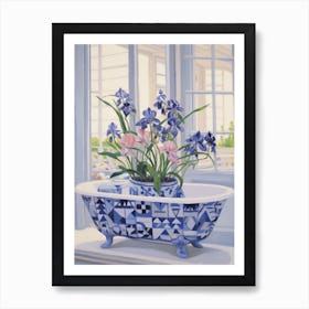 A Bathtube Full Iris In A Bathroom 4 Art Print