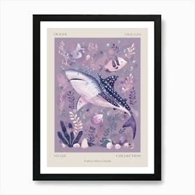 Purple Whale Shark Illustration 3 Poster Art Print