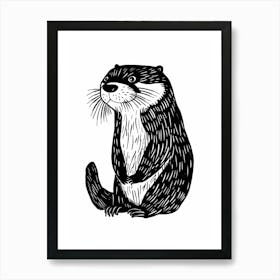 B&W Otter 2 Art Print