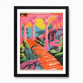 Generalife Gardens Abstract Riso Style 2 Art Print