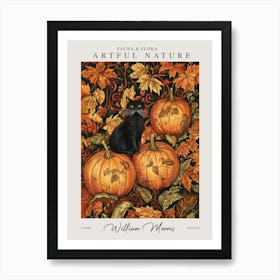 William Morris Cat With Pumpkins Autumn Fall Halloween Exhibition Art Print