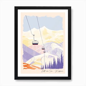 Poster Of Zell Am See   Kaprun   Austria, Ski Resort Pastel Colours Illustration 0 Art Print
