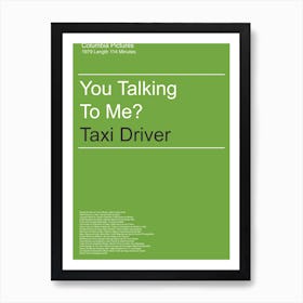 Taxi Driver, 1979, Minimal, Movie, Art, Wall Print Art Print