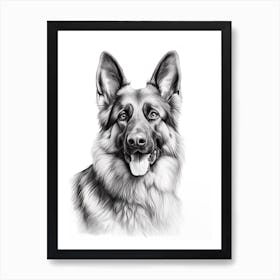 German Shepherd Dog, Line Drawing 1 Art Print