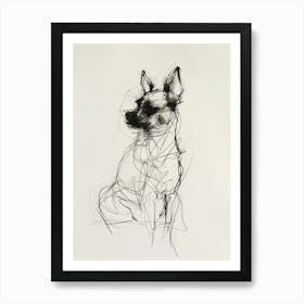 Chihuahua Dog Charcoal Line 1 Art Print