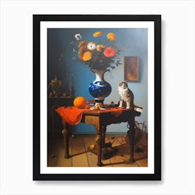 Aster With A Cat 4 Dali Surrealism Style Art Print