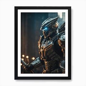 Robot Holding A Sword Art Print