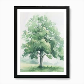 Beech Tree Atmospheric Watercolour Painting 4 Art Print