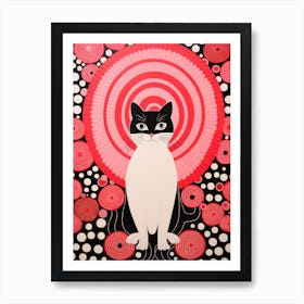 Cat In Red Circles Art Print