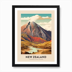 Tongariro Alpine Crossing New Zealand 2 Vintage Hiking Travel Poster Art Print