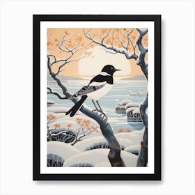 Winter Bird Painting Magpie 5 Poster