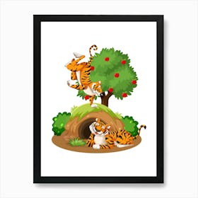 48.Beautiful jungle animals. Fun. Play. Souvenir photo. World Animal Day. Nursery rooms. Children: Decorate the place to make it look more beautiful. Art Print