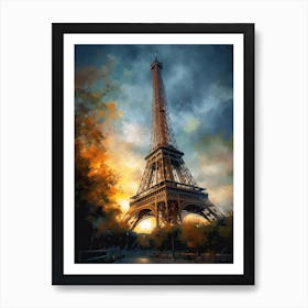 Eiffel Tower Paris France Oil Painting Style 5 Art Print