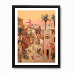 Hurghada Egypt 2 Vintage Pink Travel Illustration Art Print