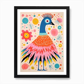 Pink Scandi Emu 2 Art Print