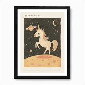 Unicorn In Space Muted Pastels 2 Poster Art Print