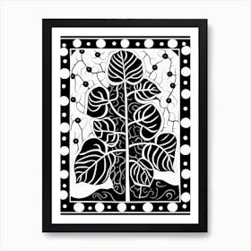 B&W Plant Illustration Hoya 4 Art Print