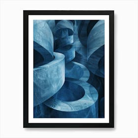 Abstract Blue Spirals Art Print