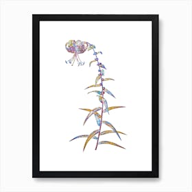 Stained Glass Tiger Lily Mosaic Botanical Illustration on White n.0016 Art Print