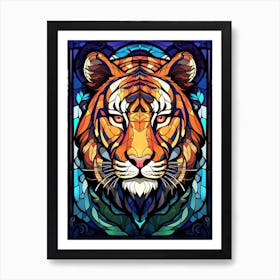 Tiger Art In Stained Glass Art Style 3 Art Print