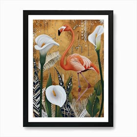 Greater Flamingo And Calla Lily Boho Print 3 Art Print