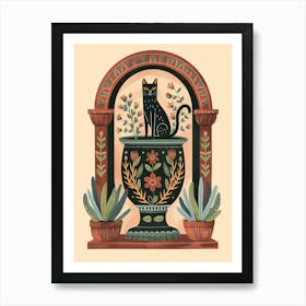 Black Cat In Urn Art Print