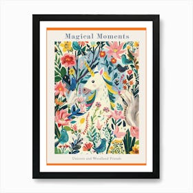 Unicorn With Woodland Friends Fauvism Inspired 4 Poster Art Print