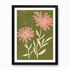 Pink & Green Gaillardia 1 Art Print