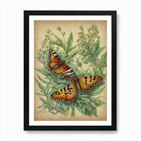 Butterflies On A Leaf Art Print