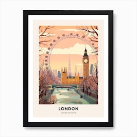 Vintage Winter Travel Poster London United Kingdom 6 Art Print