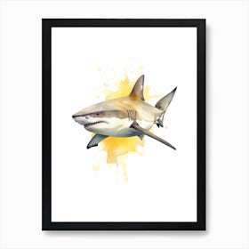 Cartoon Watercolour Lemon Shark Kids Nursery 1 Art Print