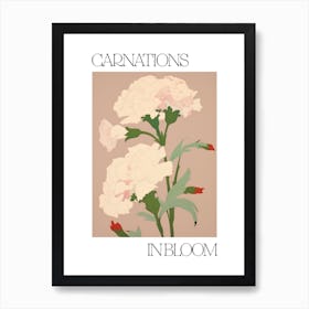 Carnations In Bloom Flowers Bold Illustration 2 Art Print