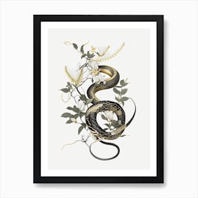 Vine Snake 1 Gold And Black Art Print